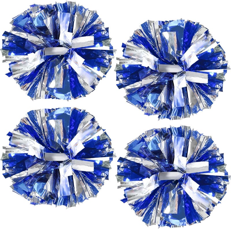 HOLENGS 4Pcs Upgraded 12inch Metallic Cheerleading Pom Poms, Cheerleader Pompoms Cheer Poms for Kids Adults, Cheering Squad Pompoms for School Sports Games Dance Party - Image 1